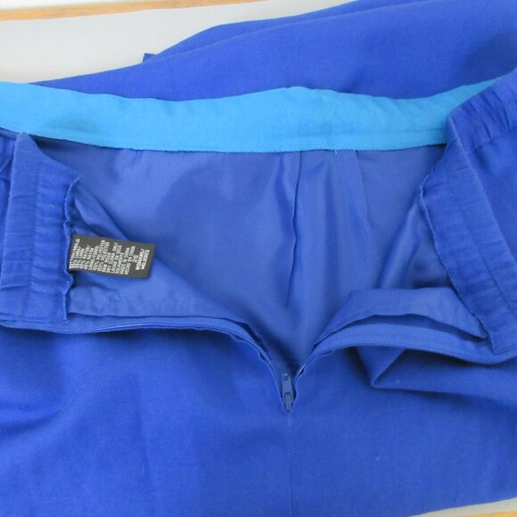 Positive Attitude Women’s 2-Piece Suit Jacket Skirt Size 26 Blues Linen Blend - Picture 9 of 14